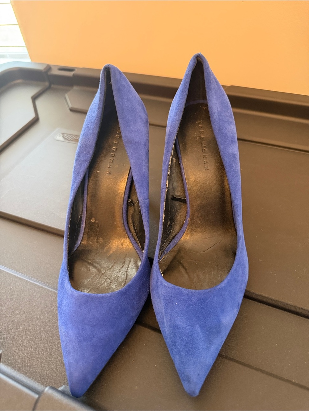 Zara Cobalt Suede Pointed-Toe Pumps